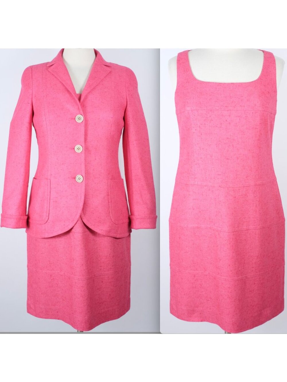 AKRIS D 38 US 8 suit dress jacket pink cashmere silk blend fushsia pink